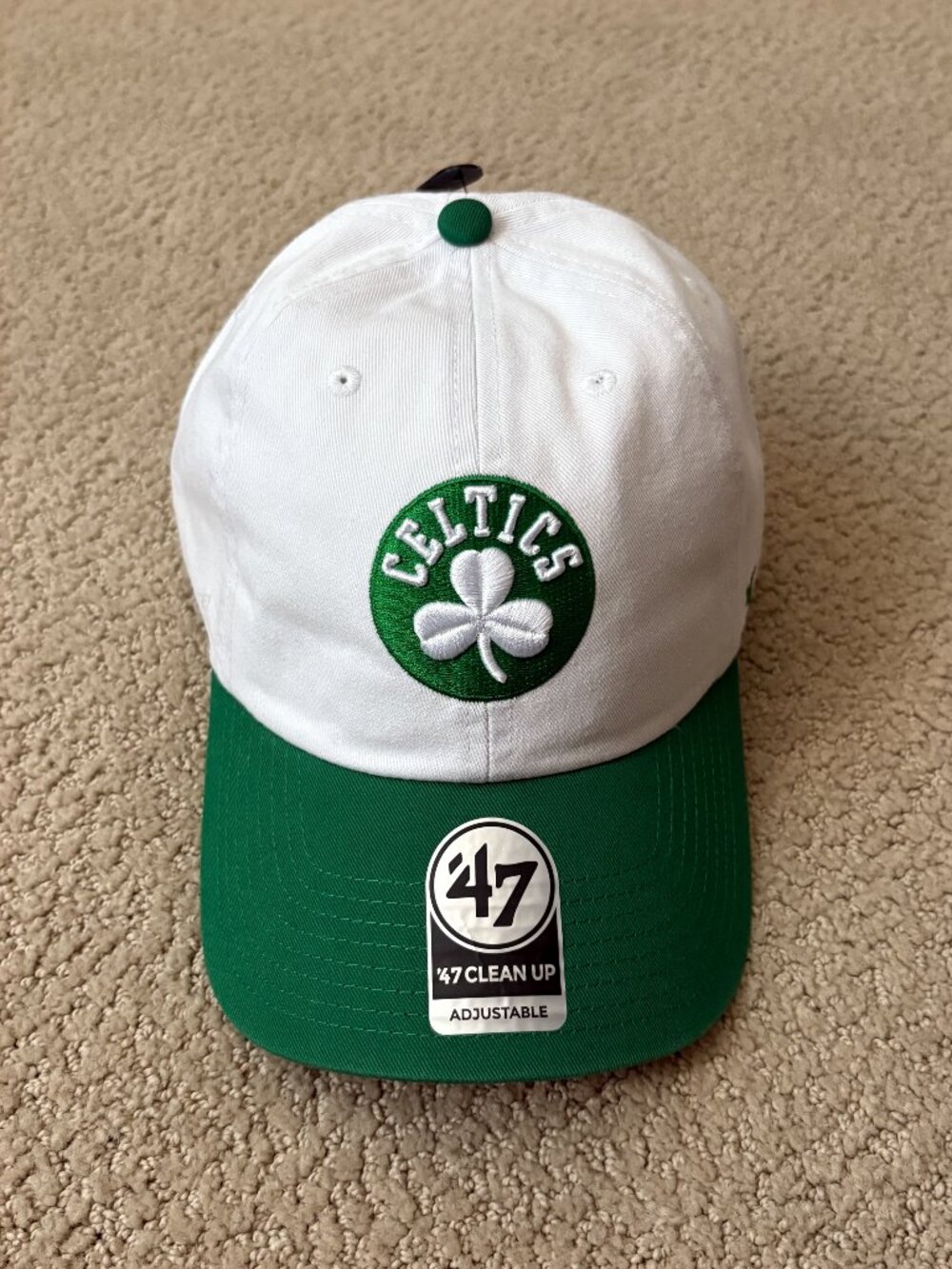 '47 Brand Boston Celtics Clean Up 2 Tone Green White Adjustable Hat NBA OSFM NWT